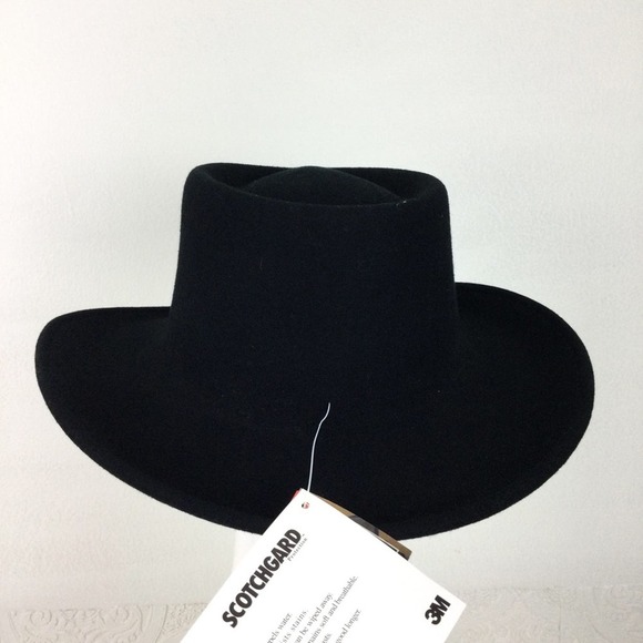 Vintage black 100% wool crushable hat bling cross boho western adult medium - Picture 6 of 13